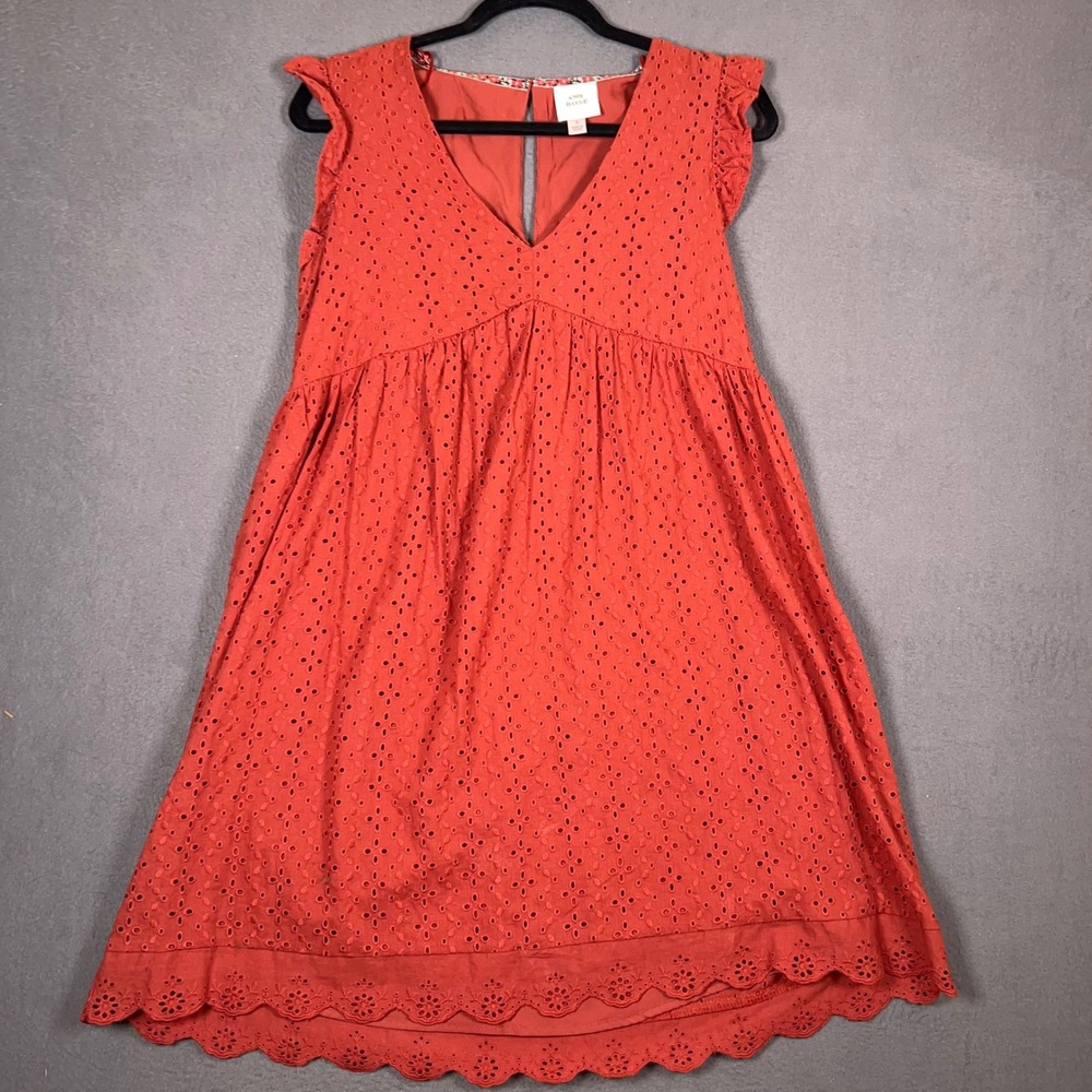 Knox Rose Dress Womens S Orange Eyelet Babydoll Boho Ruffle Sleeve Mini